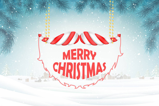 Christmas and New Year typography greetings on Xmas background. - Wektor, obraz