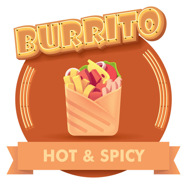 Ilustración de burrito vectorial o etiqueta para menú
 - Vector, Imagen