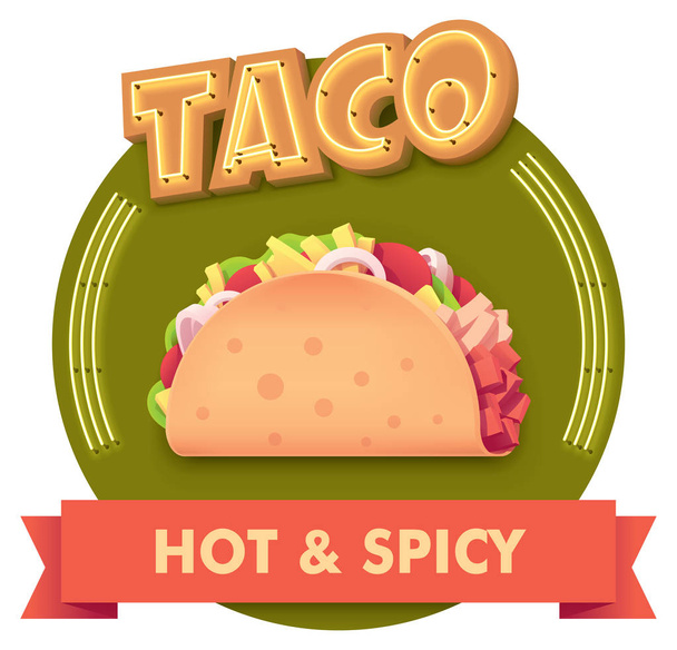 Vektor Taco Illustration oder Beschriftung für Menü - Vektor, Bild