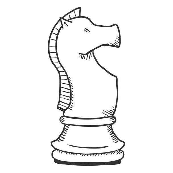 Vektör tek kroki çizim - Şövalye satranç şekil - Vektör, Görsel
