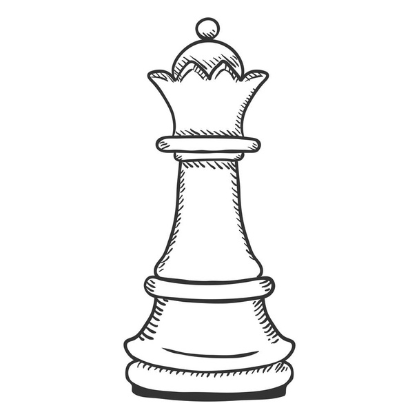 Illustrazione del singolo schizzo vettoriale - Figura della regina degli scacchi
 - Vettoriali, immagini