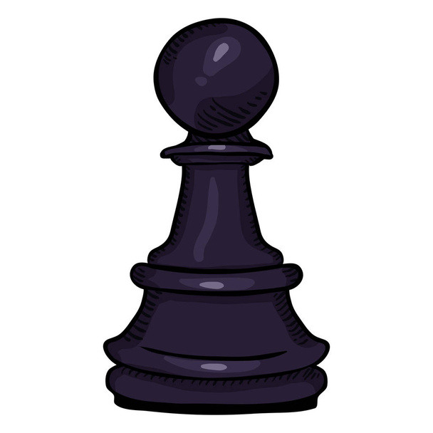 Vector Single Cartoon Illustration - Black Pawn Chess Figure. - Vector, Image