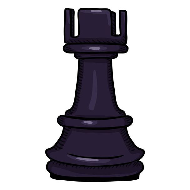 Vector Single Cartoon Illustration - Black Rook Chess Figure. - Vector, Image