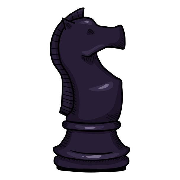 Vector Single Cartoon Illustration - Black Knight Chess Figure. - Vector, Image