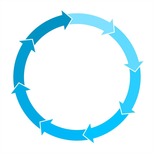 Blauwe cirkel pijlen voor grafiek. Vector grafische afbeelding.  - Vector, afbeelding