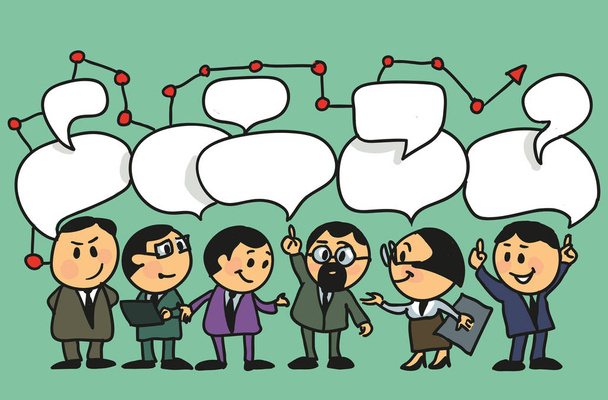 Group of people with speech bubbles - Vector, Image