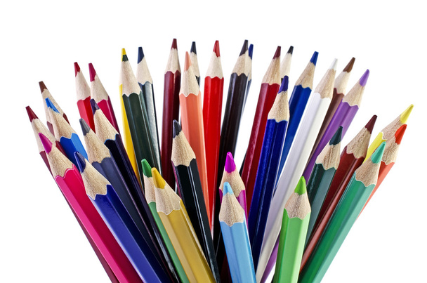 Colorful pencils isolated over white - Photo, Image
