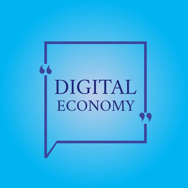 Schrijfbriefje met digitale economie. Bedrijfsfoto 's met wereldwijd netwerk van economische activiteiten en technologieën - Foto, afbeelding