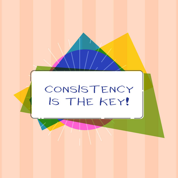 Signo de texto que muestra que la consistencia es la clave. Foto conceptual Dedicación completa a una tarea un proceso de formación de hábitos
 - Foto, imagen