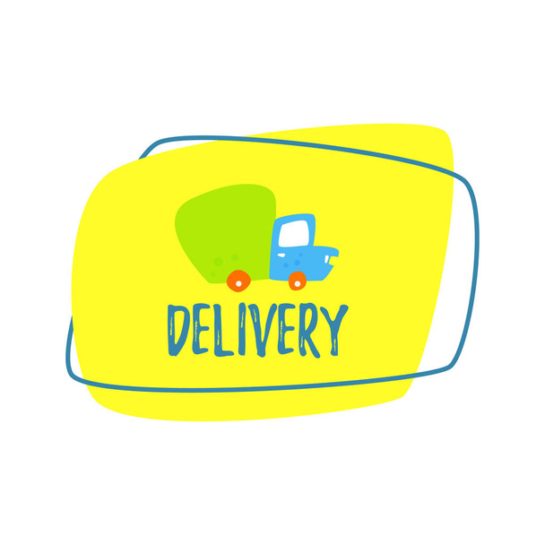 Free shipping. Delivery concept. Cartoon truck delivers goods. Online orders and fast delivery. Vector cartoon. - Vector, Image