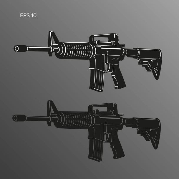 M-16 legendary assault rifle vector illustration. Classic armament icon. - Διάνυσμα, εικόνα