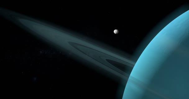 Puck, księżyc Urana, na orbicie wokół planety Uran w przestrzeni kosmicznej - Materiał filmowy, wideo