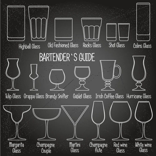 Bicchieri da bere con titoli, set di icone in bianco e nero. Illustrazione vettoriale
 - Vettoriali, immagini