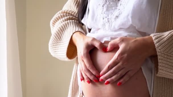 Belly of pregnant women before delivery of the baby love - Záběry, video