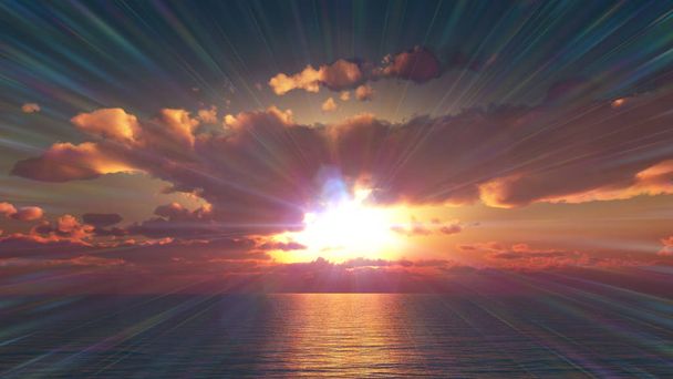 puesta de sol de oro en el océano
 - Foto, imagen