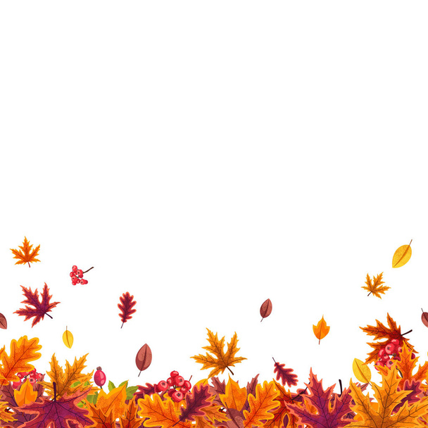 Vector seamless pattern with stylized autumn leaves. - Vector, afbeelding