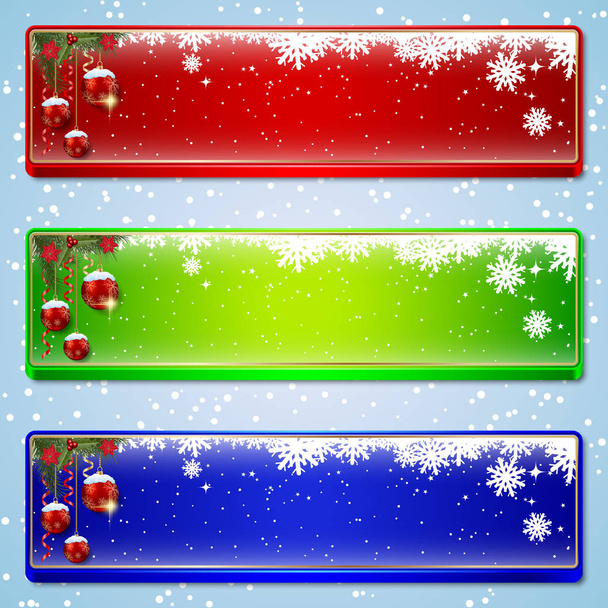 Christmas and New Year luxury colorful vector banners collection - Vector, Imagen