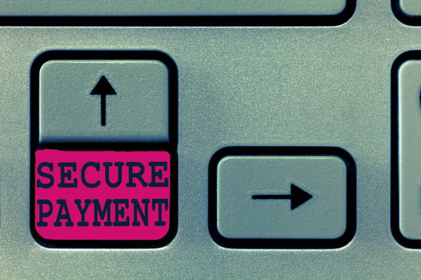 Textzeichen, das Secure Payment zeigt. Konzeptfoto Zahlungssicherheit bezieht sich auf die Gewährleistung der Bezahlung auch im Streitfall - Foto, Bild