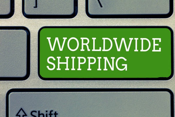ワードライティングテキストワールドワイド無料。商品の海上輸送のビジネスコンセプト｜国際出荷 - 写真・画像