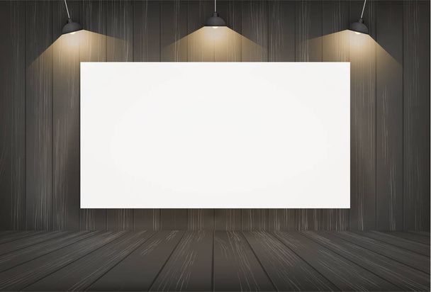 White canvas frame in dark room space background. Vector illustration. - Vector, Image