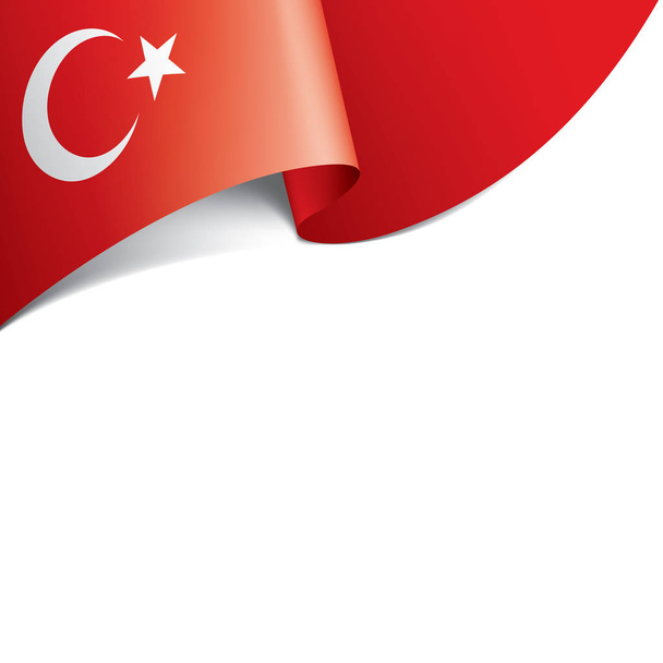 トルコ国旗、白の背景にベクトル画像 - ベクター画像