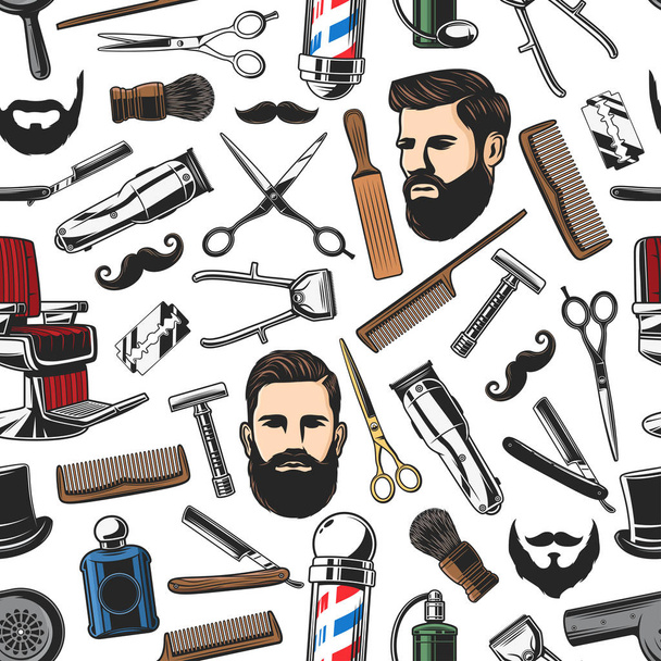 Barbershop golenie i człowiek fryzura jednolity wzór - Wektor, obraz
