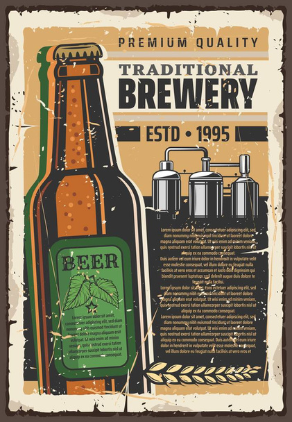 Brasserie premium qualité bière vecteur rétro affiche
 - Vecteur, image