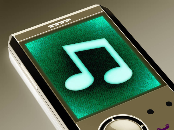 Musical note in the smartphone. 3D Illustration. - Fotó, kép