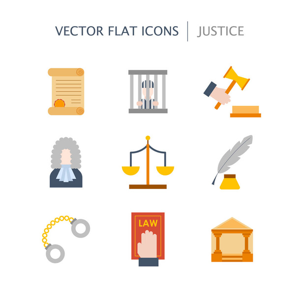 Vector desenho animado plana justiça ícones fundo
 - Vetor, Imagem