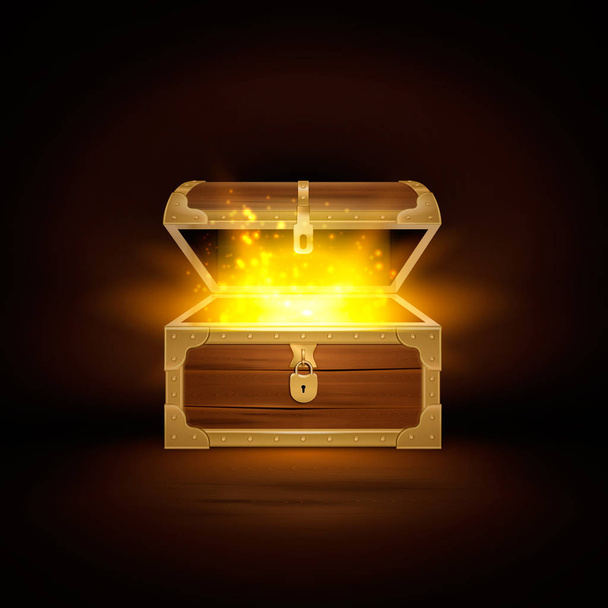 Wooden Chest Shine Composition - Vector, Image