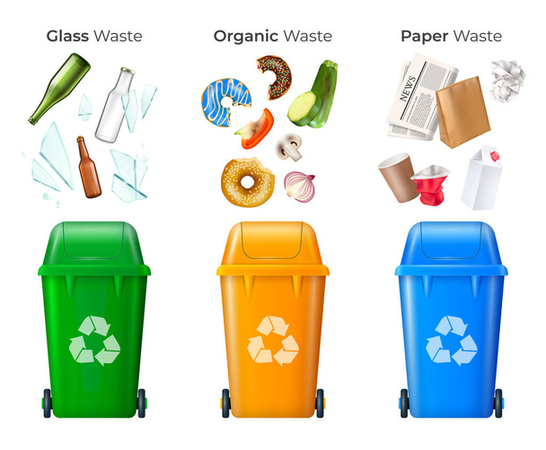 Müll- und Recyclingset - Vektor, Bild