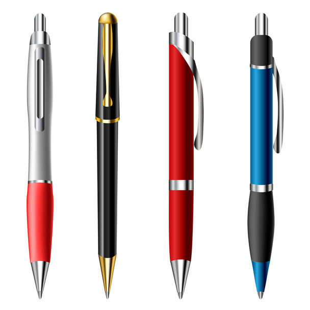 Realistic ballpoint pen set - Vektori, kuva