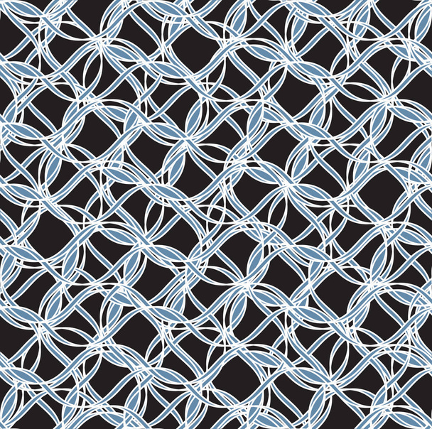 Tileable yinelenen kıvrımlı warp büküm şekli koyu mavi renk ile karmaşık düğümleri ile dalgalı curvy kurdele. Retro sanat stil dalgalı dalga formu şablonu yüzey - Vektör, Görsel