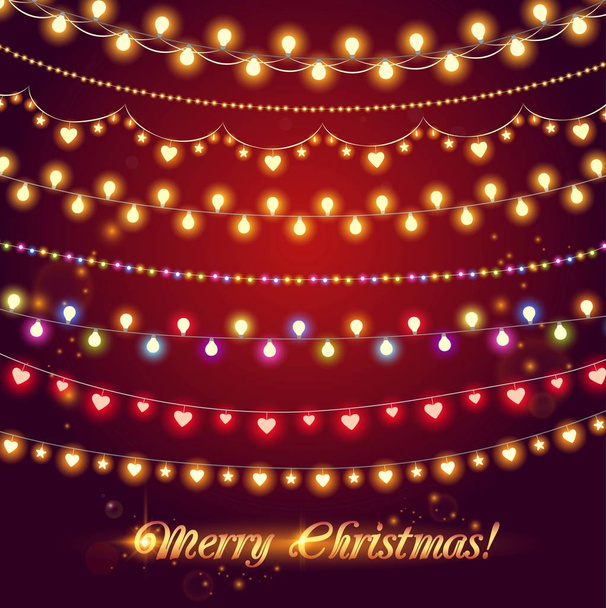 Shining garlands. Christmas lights for celebratory. Vector illustration - Vector, Image
