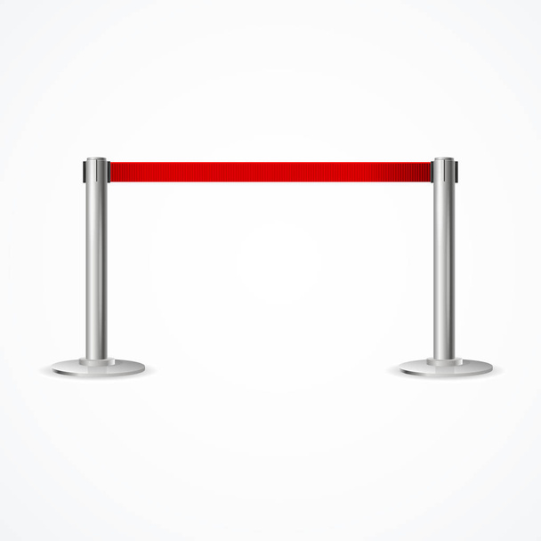 Valla de barrera detallada realista 3d con cinta roja. Vector
 - Vector, Imagen