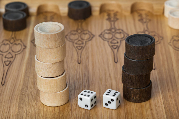 Backgammon playing field and dices - games background - Foto, Imagem