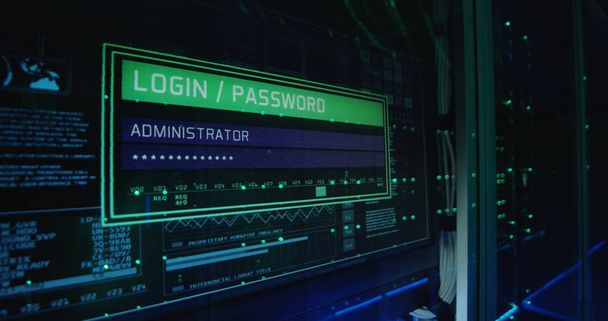 Computer login screen in a modern data center - Photo, Image