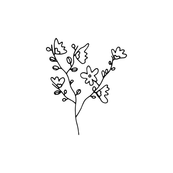plant twig with flowers icon. sketch isolated. - Vektor, kép