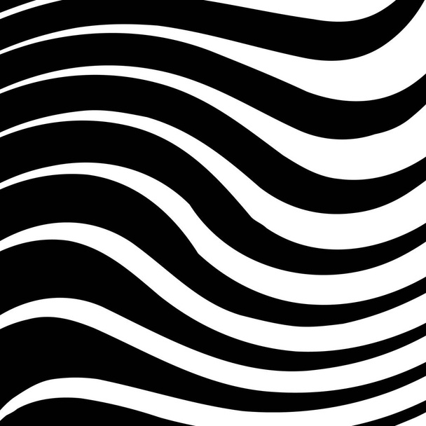 Abstraktní pokřivené černé a bílé čáry pozadí - Vektor, obrázek