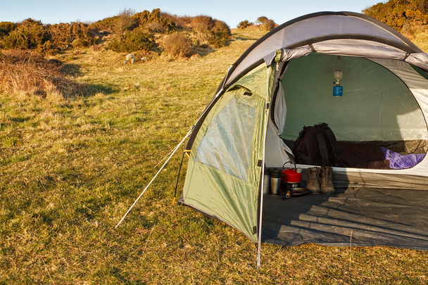 dome tent pitched in wilderness - Photo, Image