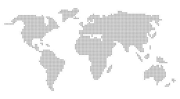 Pixeldesign der grauen Weltkarte. Vektorweltkarte in Quadraten. - Vektor, Bild