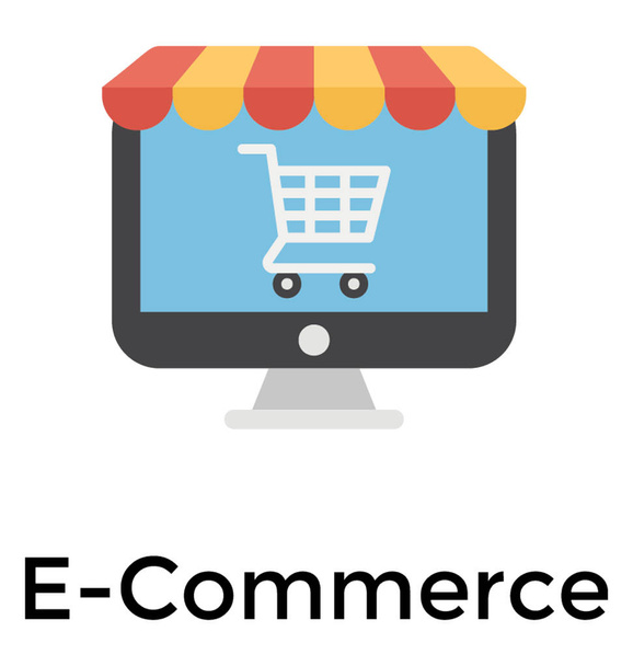 Shopping cart inside a mobile, e commerce  - Вектор,изображение