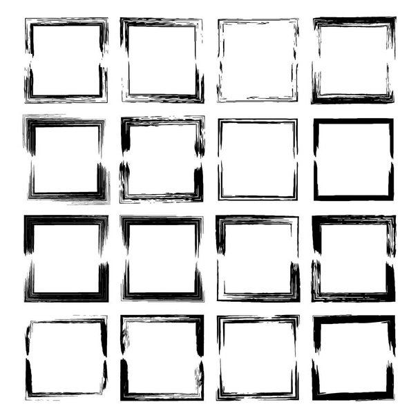 Set of black rectangle empy grunge frames.  Vector illustration.  - Vector, Image