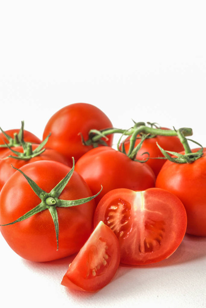 Fresh red tomatoes on white isolated background - Foto, afbeelding