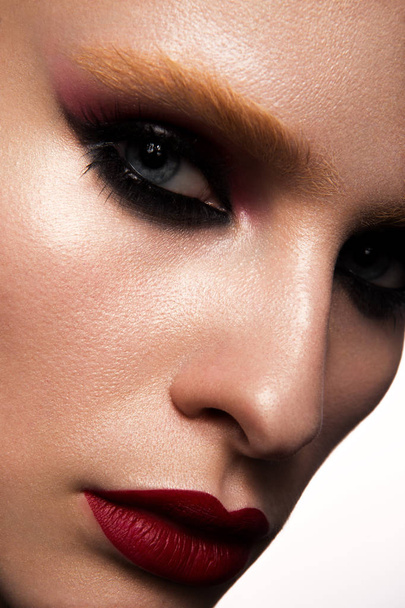 Beautiful woman with professional make up. Red lips - Фото, изображение