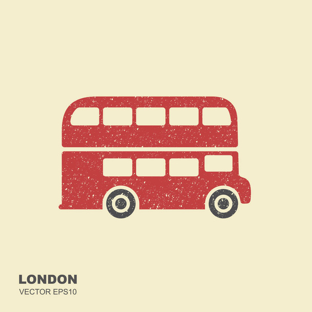 Lontoo kaksikerroksinen tasainen punainen bussi. Tasainen kuvake scuffed vaikutus
 - Vektori, kuva