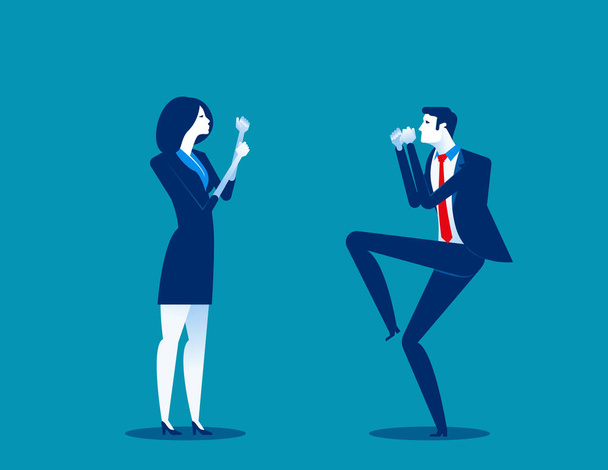 Business person fighting. Concept business vector illustration. Flat vector - Vector, Image
