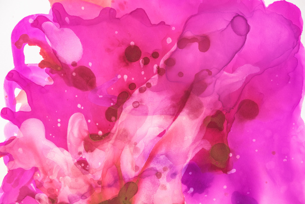 abstract violet and red splashes of alcohol inks - 写真・画像