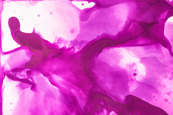 beautiful violet splashes of alcohol ink as abstract background - Photo, Image