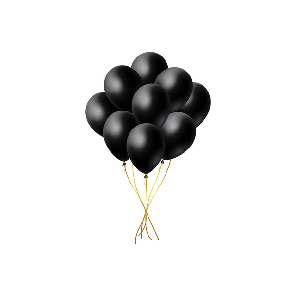 3d shiny bunch of Helium Balloons floating in the air isolated on white background - Vector, Image